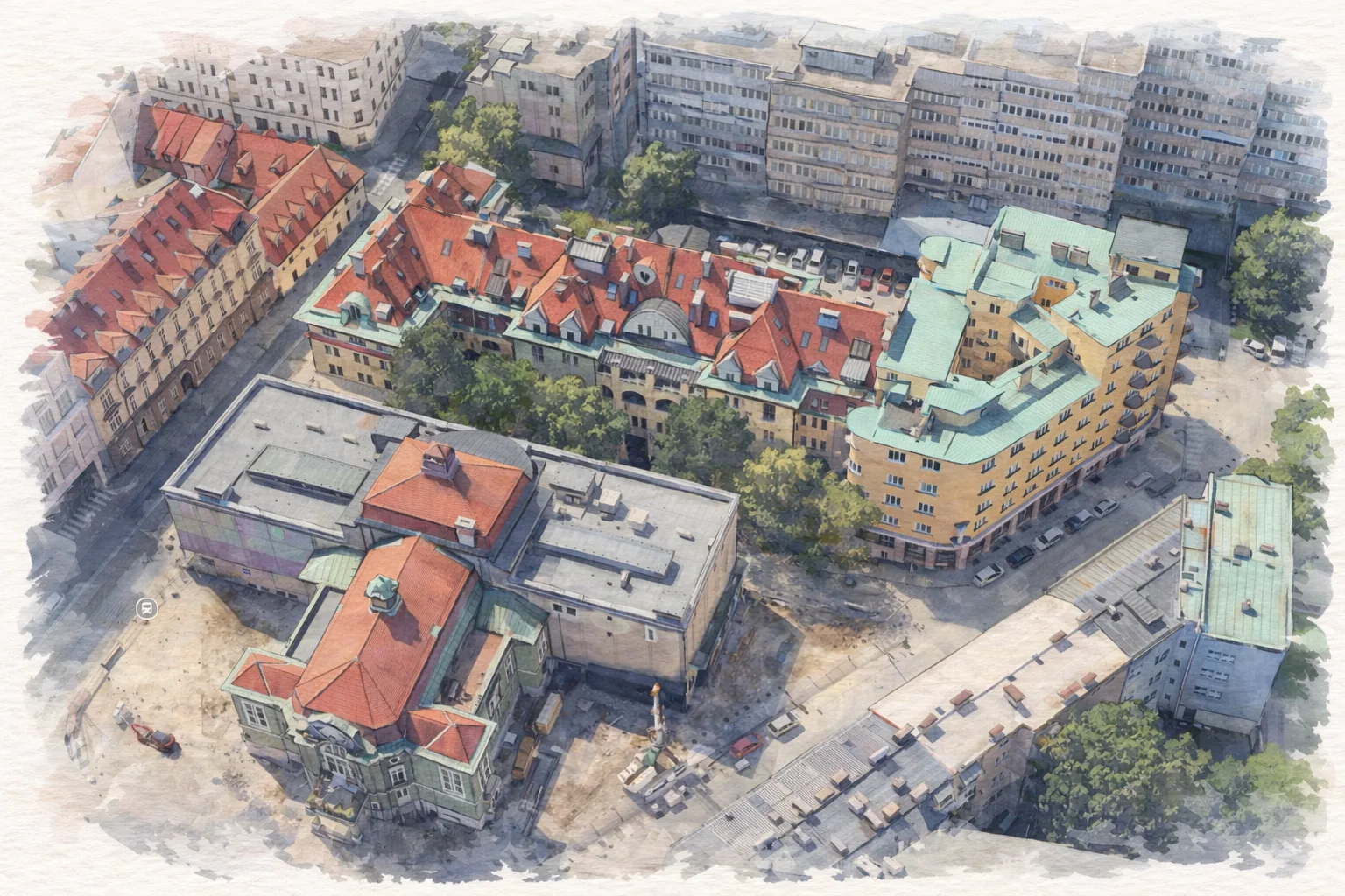 Pogled na območje Drame in sosednjih stavb